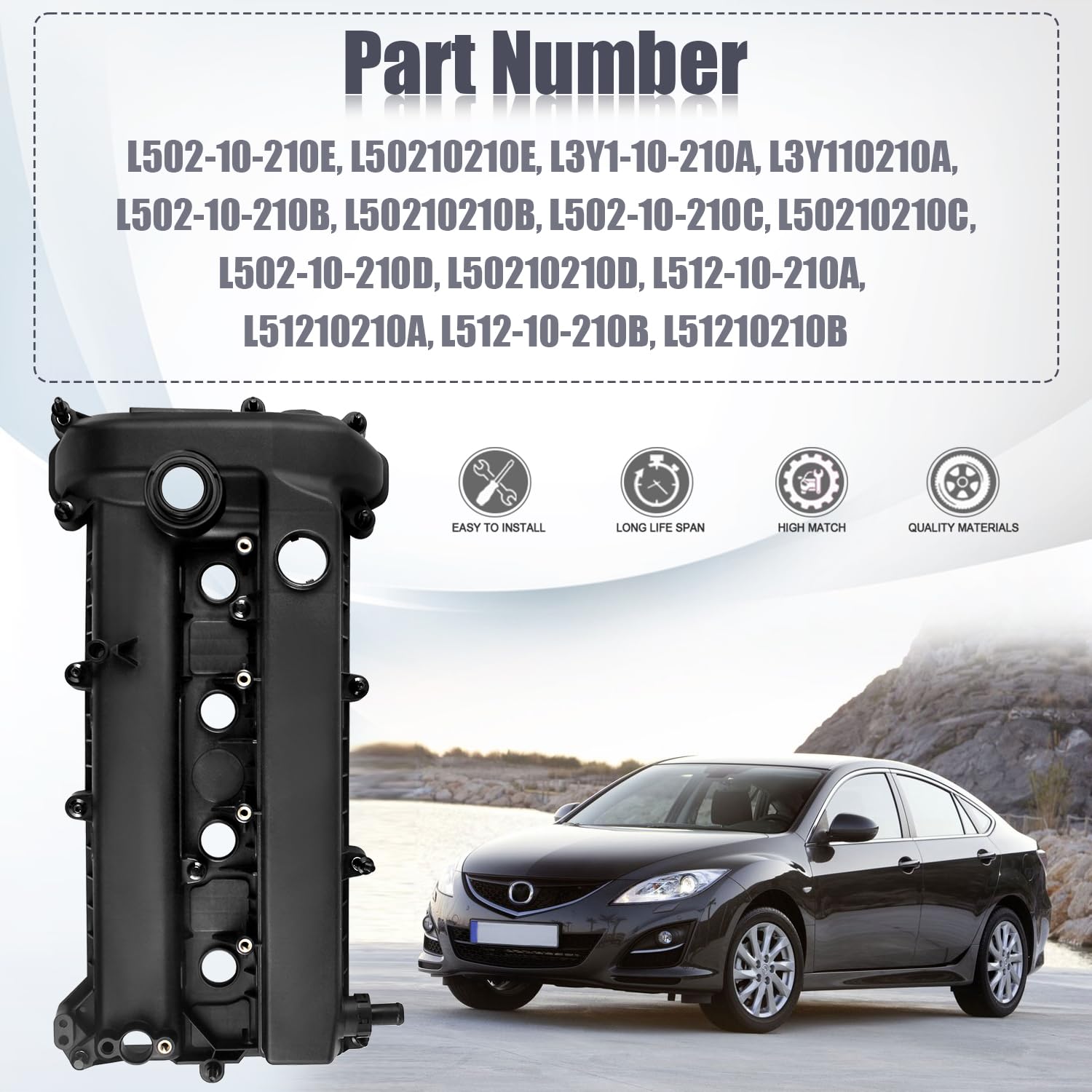 石巻 2011.3.27~2014.5.29 Engine Valve Cover Compatible with Mazda 3 2.0L 2.5L 2010-2013